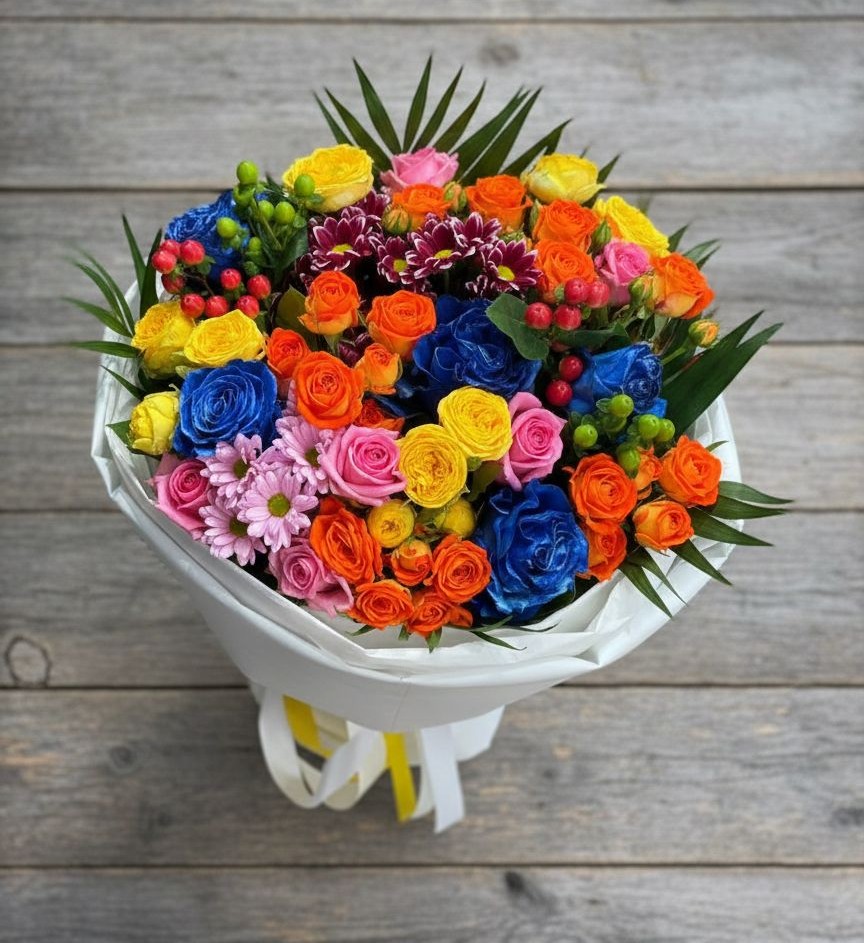 Букет цветов из: Розы и Хризантемы в Спас-Клепиках