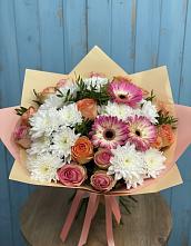 Букет цветов из:  Розы, Герберы и Хризантемы в Спас-Клепиках