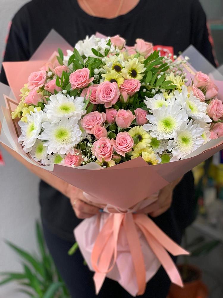 Букет цветов из: Розы и Хризантемы в Спас-Клепиках