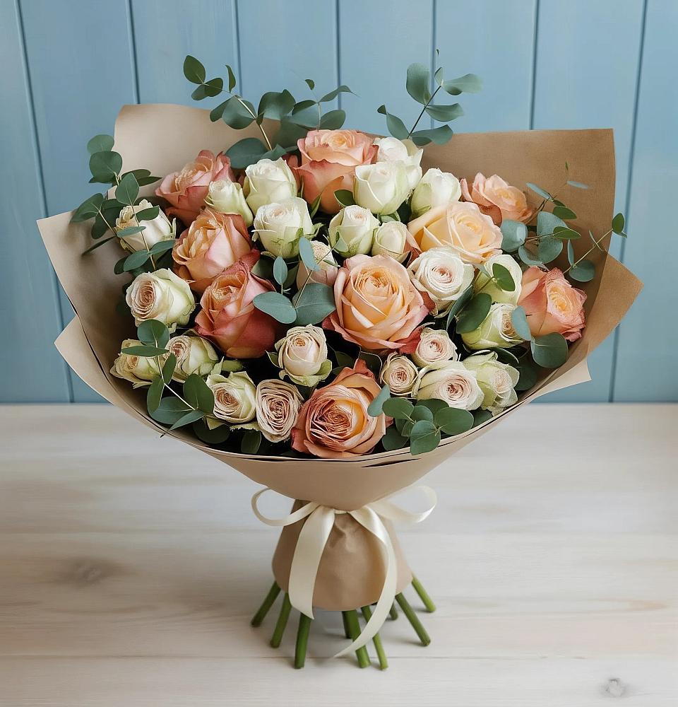 Букет цветов из: Альстромерии и Розы в Спас-Клепиках