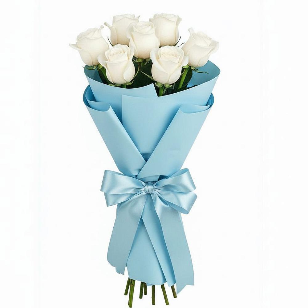 Букет 7 белых роз Проуд в Спас-Клепиках