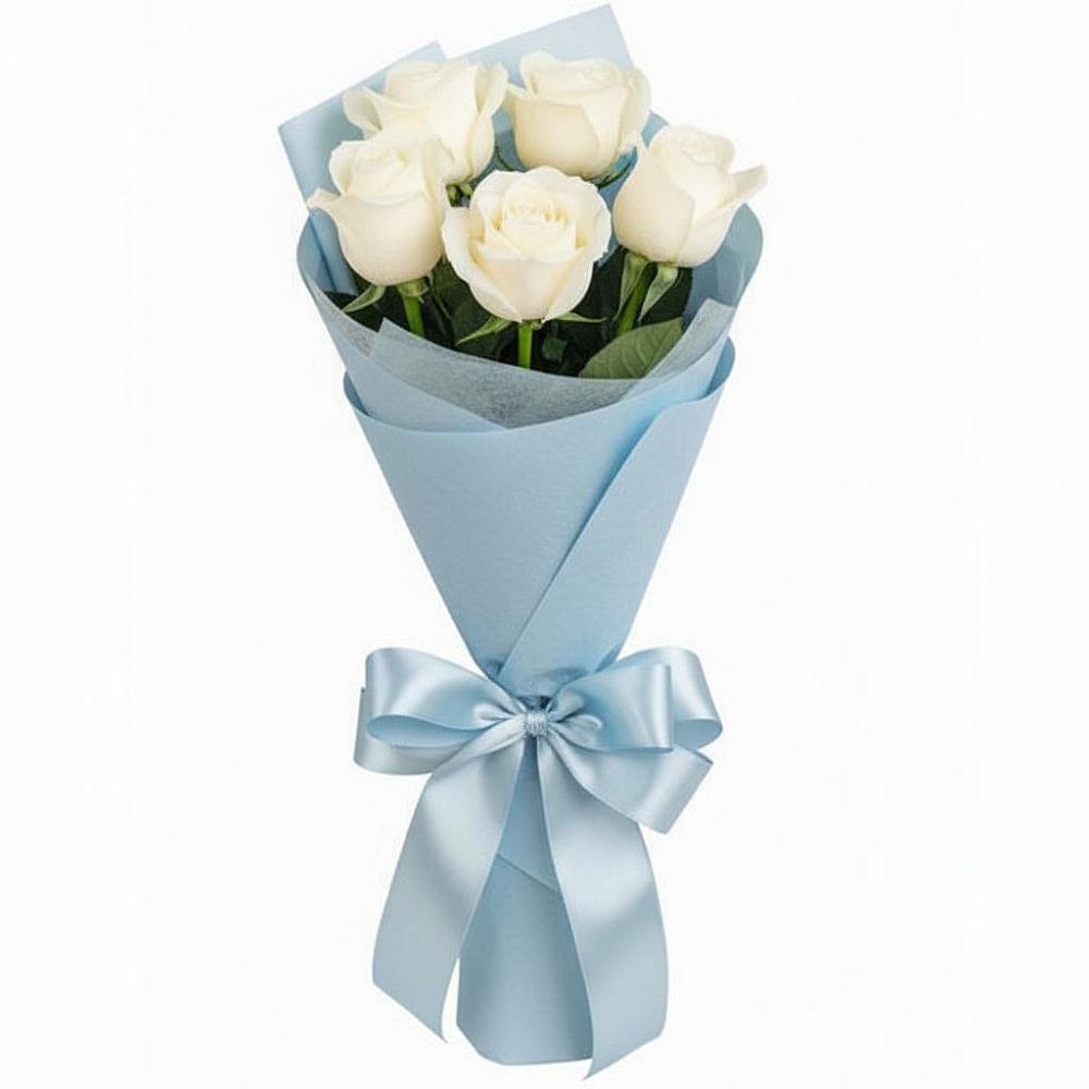 Букет 5 Белых роз Проуд в Спас-Клепиках