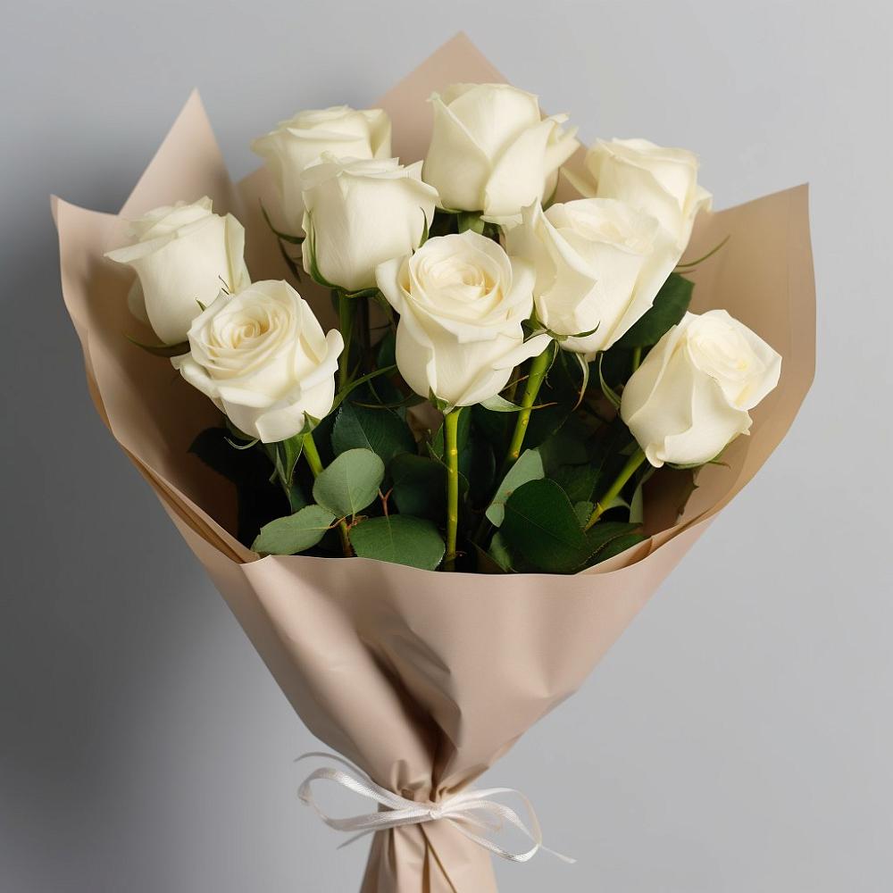 Букет 9 Белых роз Эдлесс Лав в Спас-Клепиках