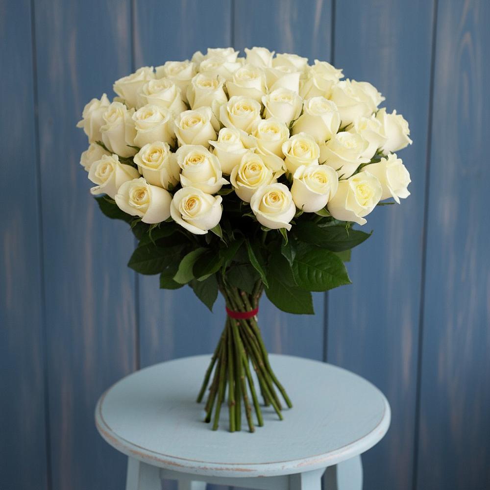 Букет 51 Белая роза Эдлесс Лав в Спас-Клепиках