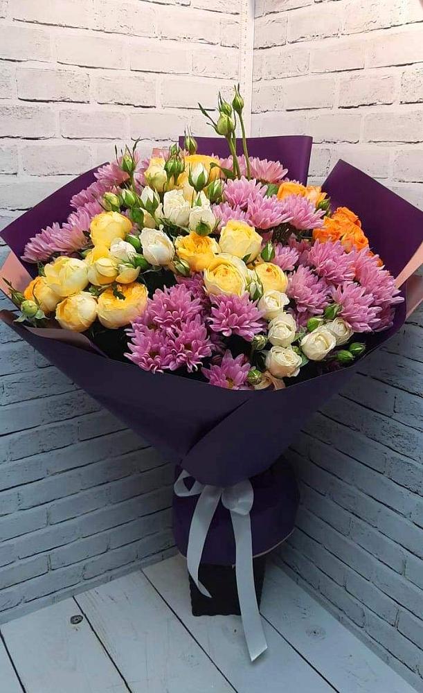 Букет цветов из: Хризантемы и Розы в Спас-Клепиках