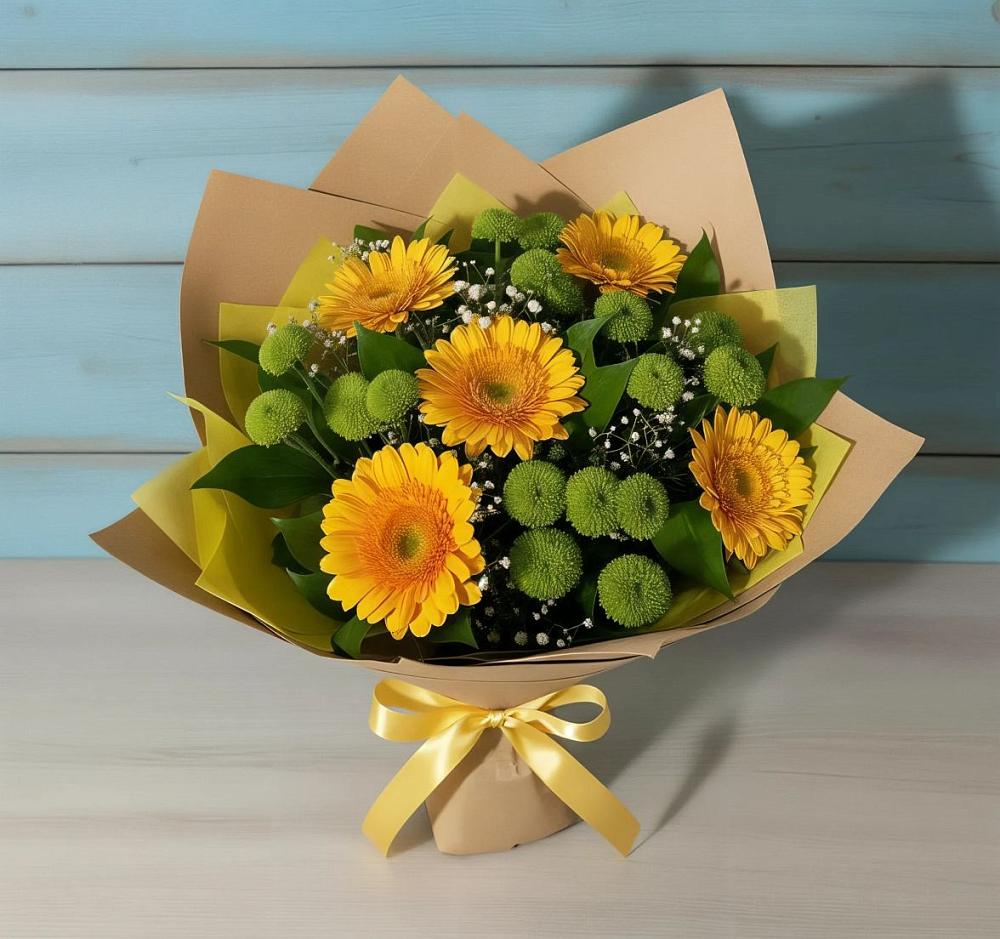 Букет цветов из: Герберы и Хризантемы в Спас-Клепиках