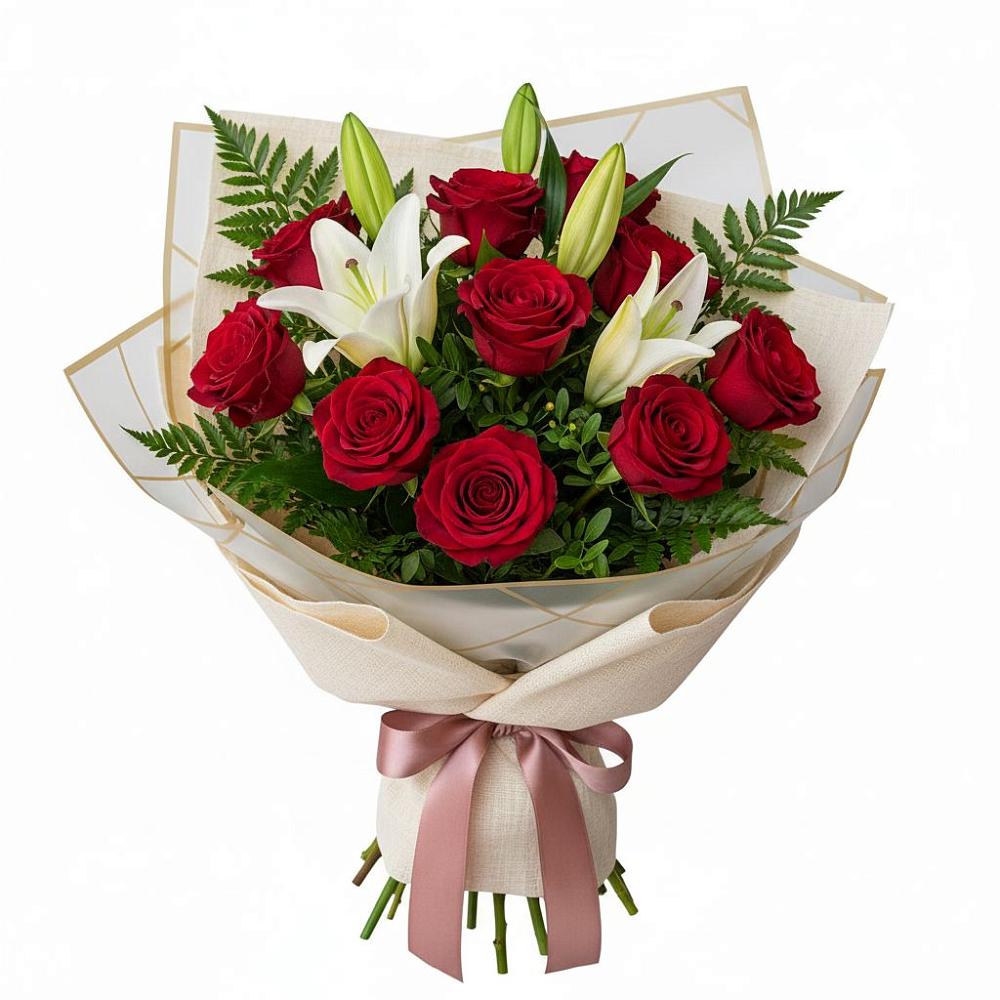 Букет цветов из: Лилии и Розы в Спас-Клепиках