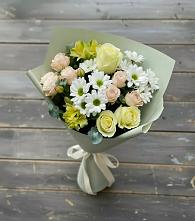 Букет цветов из:  Альстромерии, Розы и Хризантемы в Спас-Клепиках