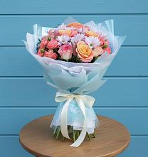 Букет цветов из:  Хризантемы и Розы в Спас-Клепиках