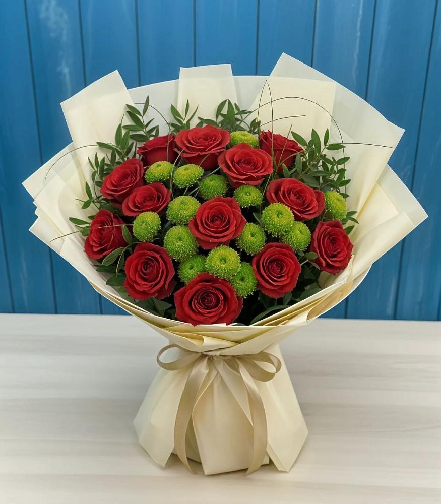 Букет цветов из: Розы и Хризантемы в Спас-Клепиках