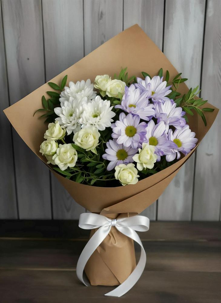 Букет цветов из: Хризантемы и Розы в Спас-Клепиках